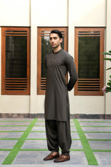 Army Green Contrast Kameez Shalwar S5-23