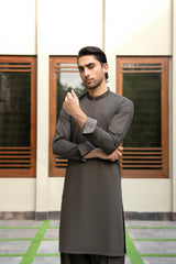 Army Green Contrast Kameez Shalwar S5-23