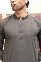 Army Green Embroidered Kameez Shalwar S5-23