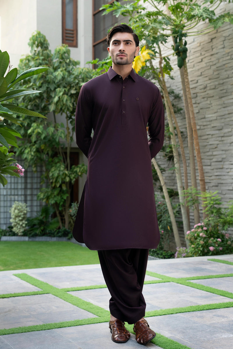 Mehroon Plain Kameez Shalwar S5-30