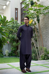 Purple Embroidered Kameez Shalwar S5-29