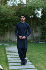 Dark Gray Embroidered Kameez Shalwar S5-38