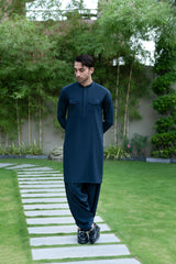 Dark Gray Double Pocket Kameez Shalwar S5-38