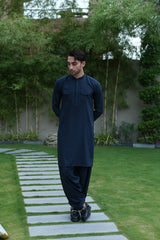 Dark Gray Embroidered Kameez Shalwar S5-38
