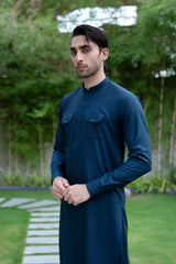 Dark Gray Double Pocket Kameez Shalwar S5-38