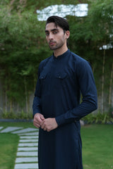 Dark Gray Embroidered Kameez Shalwar S5-38
