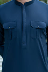 Dark Gray Double Pocket Kameez Shalwar S5-38