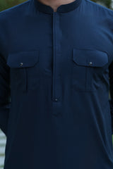 Dark Gray Embroidered Kameez Shalwar S5-38
