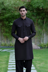 Brown Double pocket Kameez Shalwar
