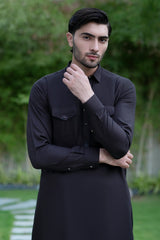 Brown Double pocket Kameez Shalwar