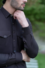 Brown Double pocket Kameez Shalwar