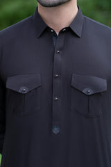 Brown Double pocket Kameez Shalwar