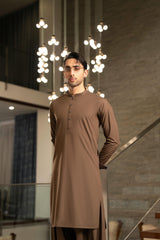 Brown Embroidered Kameez Shalwar S5-18