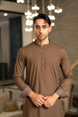 Brown Embroidered Kameez Shalwar S5-18