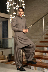 Charcoal Green Embroidered Kameez Shalwar S5-17