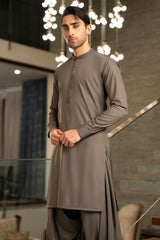 Charcoal Green Embroidered Kameez Shalwar S5-17