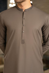 Charcoal Green Embroidered Kameez Shalwar S5-17