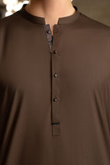 Dark Brown Embroidered Kameez Shalwar S5-11