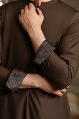 Dark Brown Embroidered Kameez Shalwar S5-11