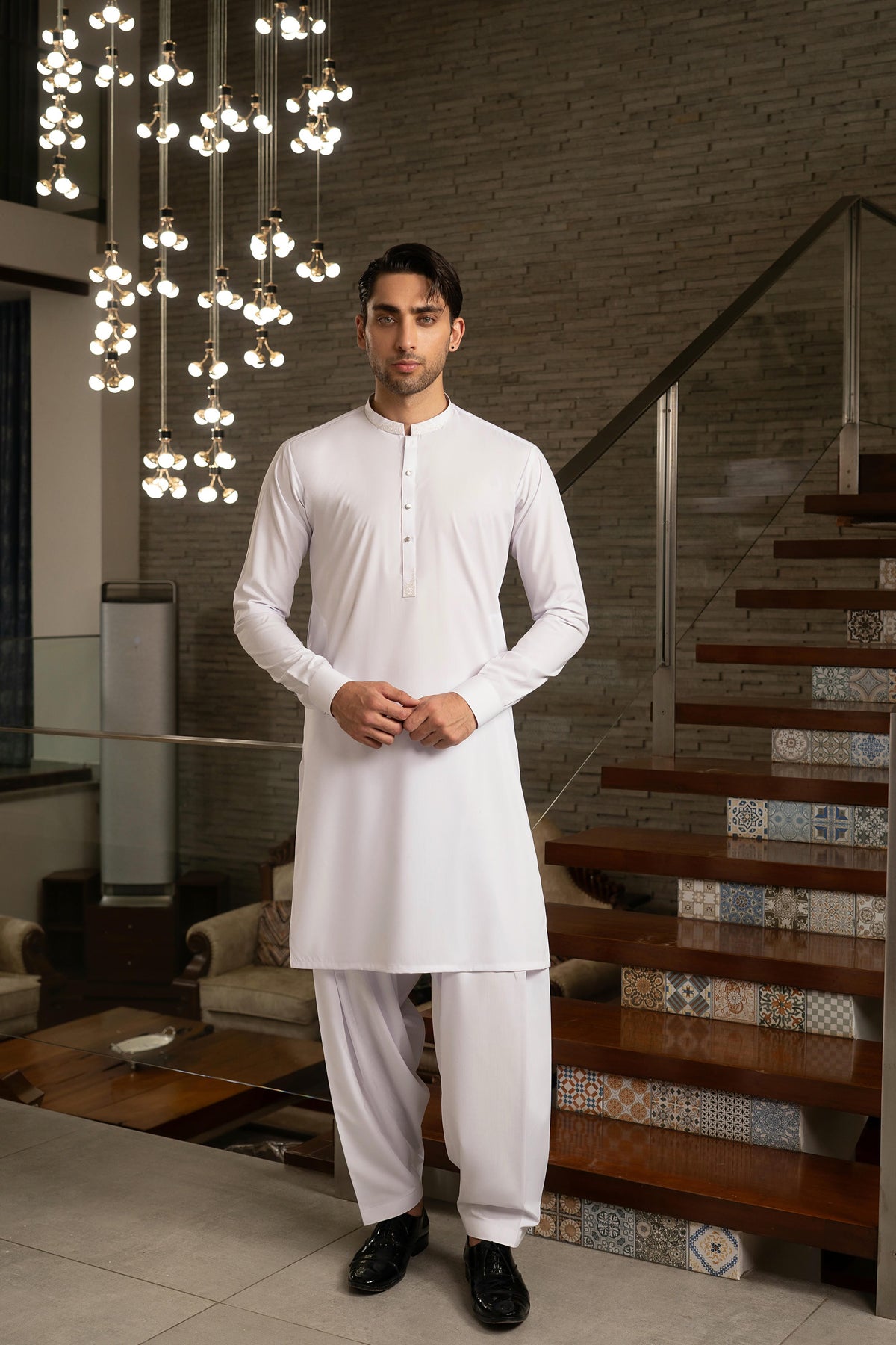 White Embroidered Kameez Shalwar S5-16