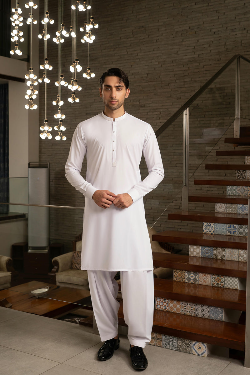 White Embroidered Kameez Shalwar S5-16