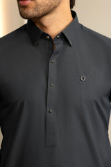 Gray Blue Embroidered Kameez Shalwar S5-28