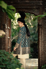 Emerald Green Embroidered Front Open Sherwani GS-5156