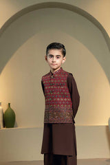 Maroon Embroidered Waistcoat Suit KD - 2