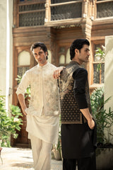 Black Embroidered Waistcoat W-2998