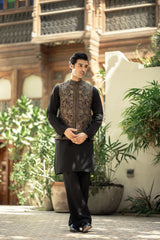 Black Embroidered Waistcoat W-2998