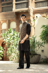 Black Embroidered Waistcoat W-2998