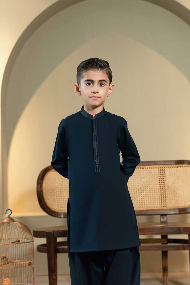 Navy Blue Embroidered Kameez Shalwar KD - 8