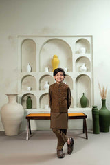 Brown Embroidered Waistcoat Suit KD - 10