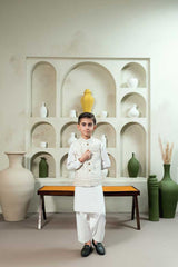 White Embroidered Waistcoat Suit KD - 11
