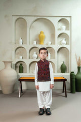 Deep Maroon Embroidered Waistcoat Suit KD - 11