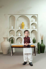 Deep Maroon Embroidered Waistcoat Suit KD - 11