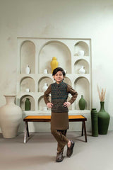 Teal Embroidered Waistcoat Suit KD - 12
