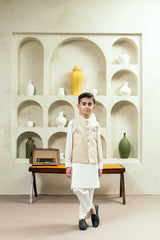 Off White Embroidered Waistcoat Suit KD - 13