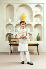 Off White Embroidered Waistcoat Suit KD - 13