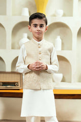 Off White Embroidered Waistcoat Suit KD - 13