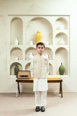 Off White Embroidered Waistcoat Suit KD - 13