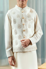Fawn Embroidered Waistcoat Suit KD - 19