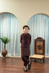 Plum Embroidered Waistcoat Suit KD - 20