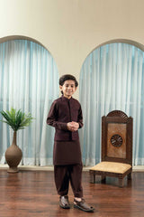 Plum Embroidered Waistcoat Suit KD - 20