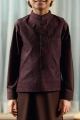 Plum Embroidered Waistcoat Suit KD - 20
