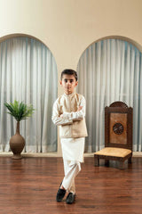 Fawn Textured Embroidered Waistcoat Suit KD - 18
