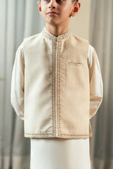 Fawn Textured Embroidered Waistcoat Suit KD - 18