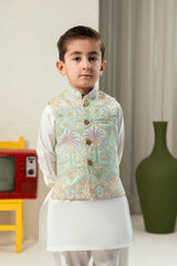 Mint Green Embroidered Waistcoat Suit KD - 23