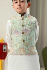 Mint Green Embroidered Waistcoat Suit KD - 23
