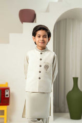 Ivory Hand Embroidered Waistcoat Suit KD - 24